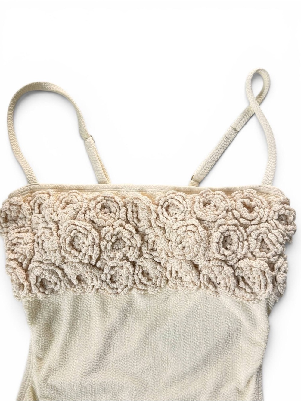 Antonio Melani Women's Crochet Cutout One Piece Swimsuit Ivory Size L NWT - Picture 7 of 12